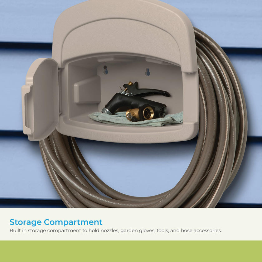 Suncast DHH150 Deluxe Garden Hose Hangout with 150-Foot Hose Capacity and Enclosed Storage Compartment, Taupe 🍁 All In One Marketplace Canada