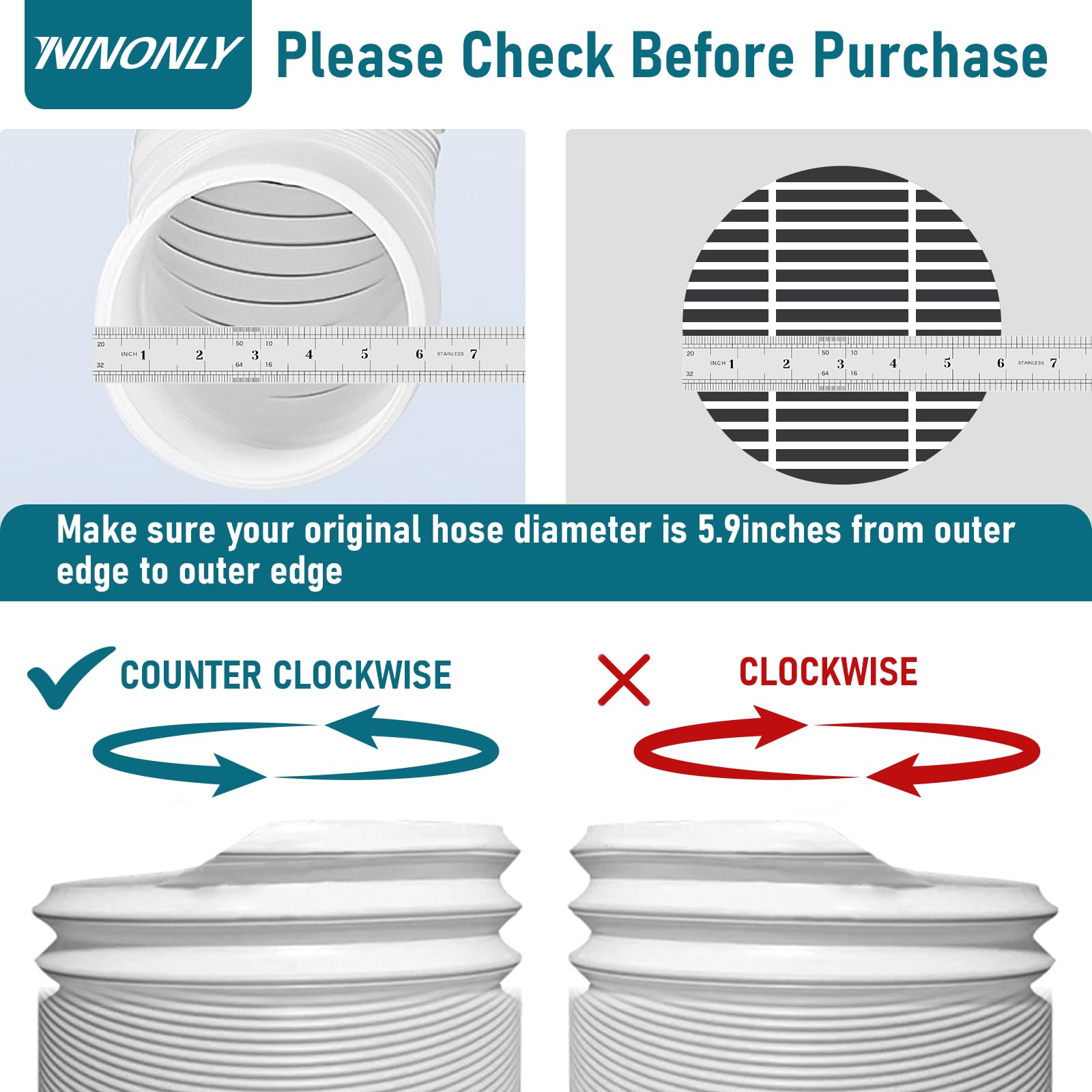 Portable Air Conditioner Hose with 5.9