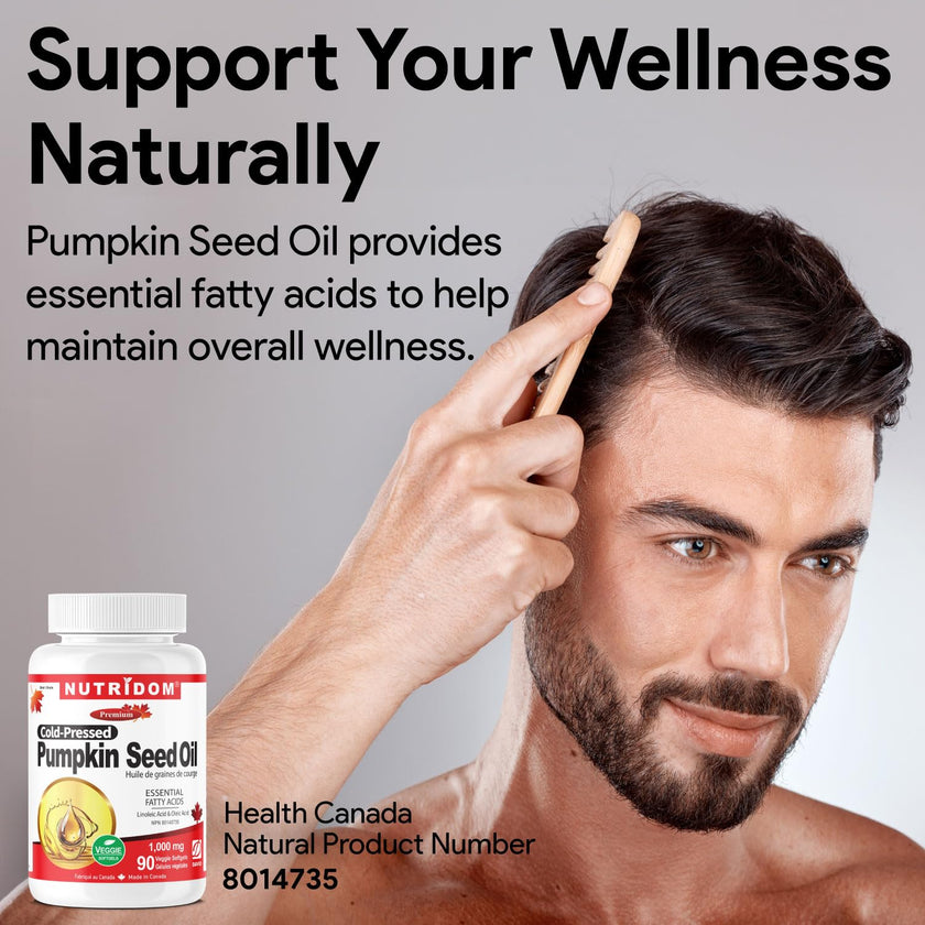 Nutridom Pumpkin Seed Oil Capsules 1000 mg, 90 Veggie Softgels, Cold-Pressed, Essential Fatty Acids, Linoleic & Oleic Acid, Vegan, Non-GMO, Gluten Free, Soy Free, Made in Canada 🍁 All In One Marketplace Canada