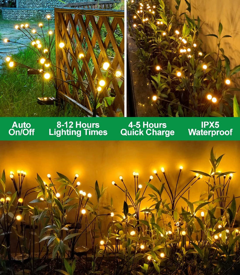 SIOTMERA 4Count Solar Lights Outdoor Waterproof IPX5, Solar Garden Lights, Wind Swaying Firefly Lights, Christmas Lights Outdoor, for Yard Lawn Pathway Decoration Lighting, 6LED WarmYellow 🍁 All In One Marketplace Canada