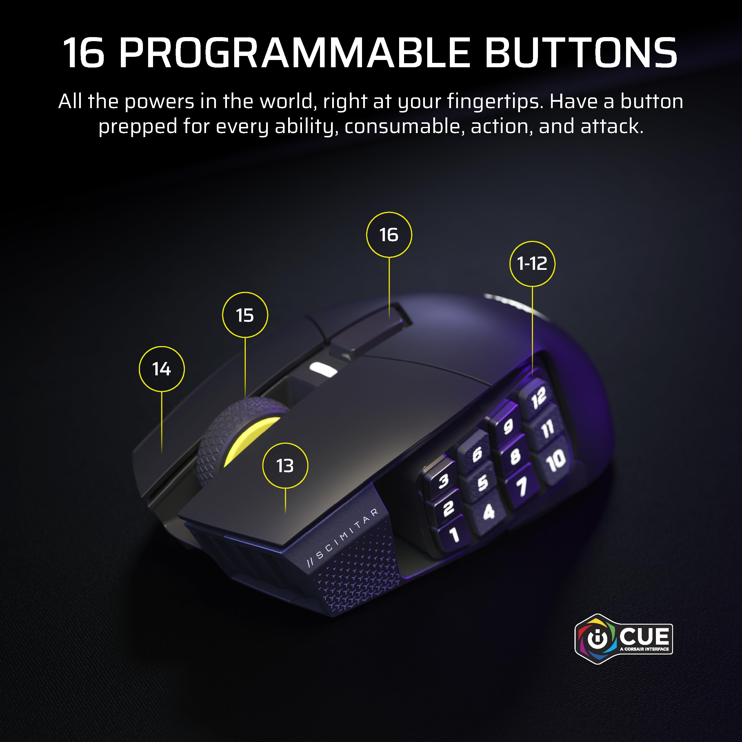 CORSAIR Scimitar Elite Wireless SE MMO PC Gaming Mouse – 33,000 DPI, 16 Programmable Buttons, Key Slider, Elgato Virtual Stream Deck, 1,000Hz Polling, Up to 150-Hour Battery – Gunmetal 🍁 All In One Marketplace Canada