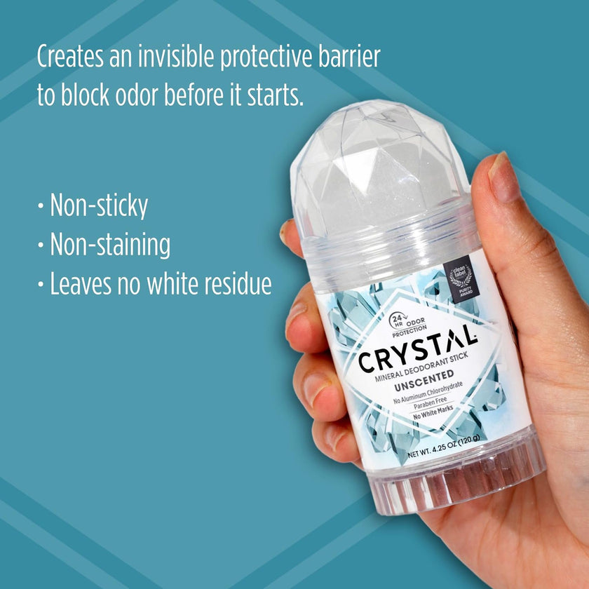 Crystal Mineral Deodorant Stick, 120g – Aluminum-Free, Unscented Natural Deodorant, 24-Hour Odor Protection, No Stains or Residue, Vegan & Cruelty-Free 🍁 All In One Marketplace Canada