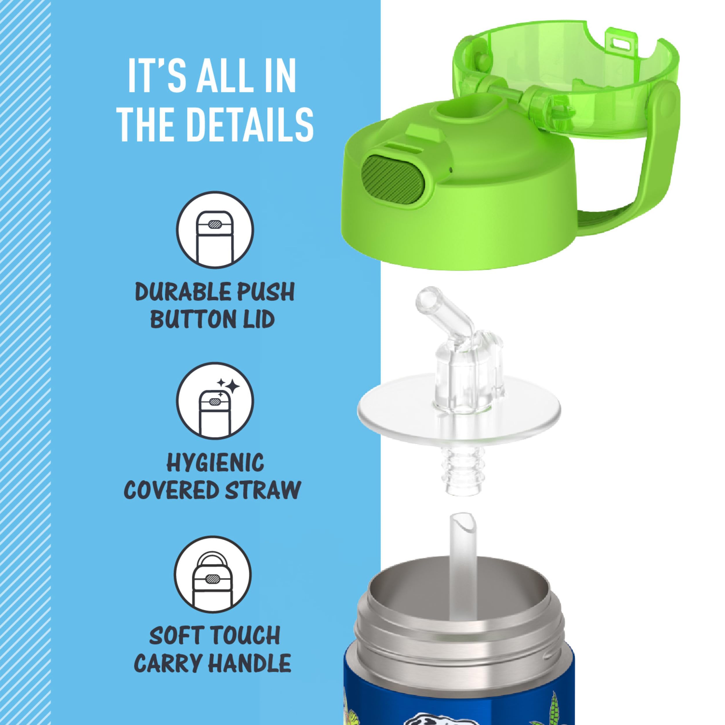 THERMOS FUNTAINER Water Bottle with Straw, 14oz, Daring Dinos 🍁 All In One Marketplace Canada