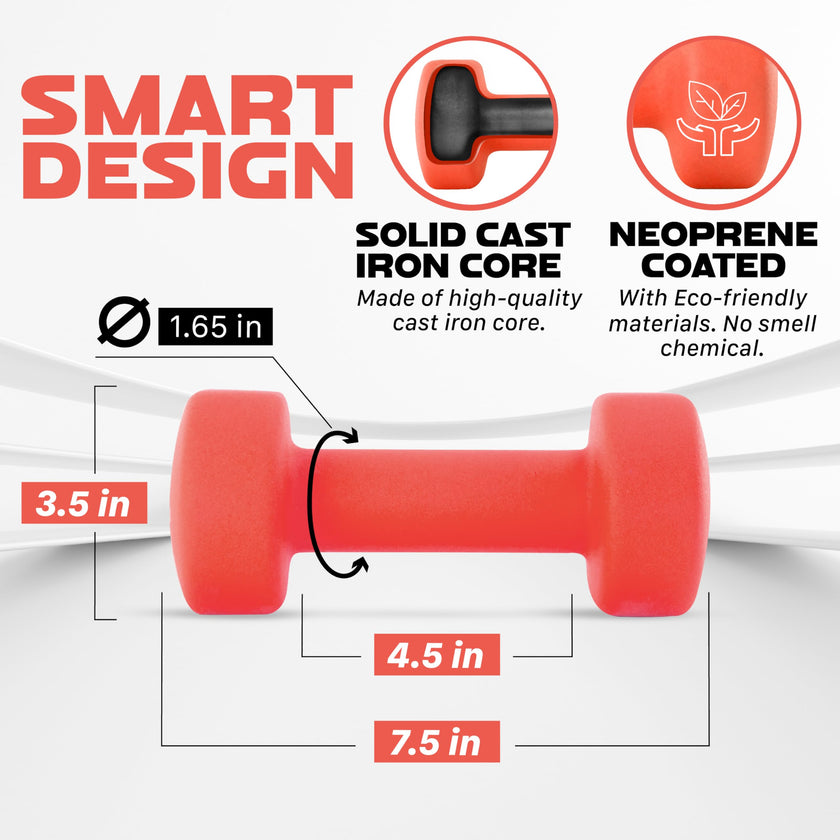 Yes4All Dumbbell Neoprene, poids et haltere, Weight Set, Hand Weights for Women, Dumbbells Pair, Free Weights (D. Red - 9lbs) 🍁 All In One Marketplace Canada