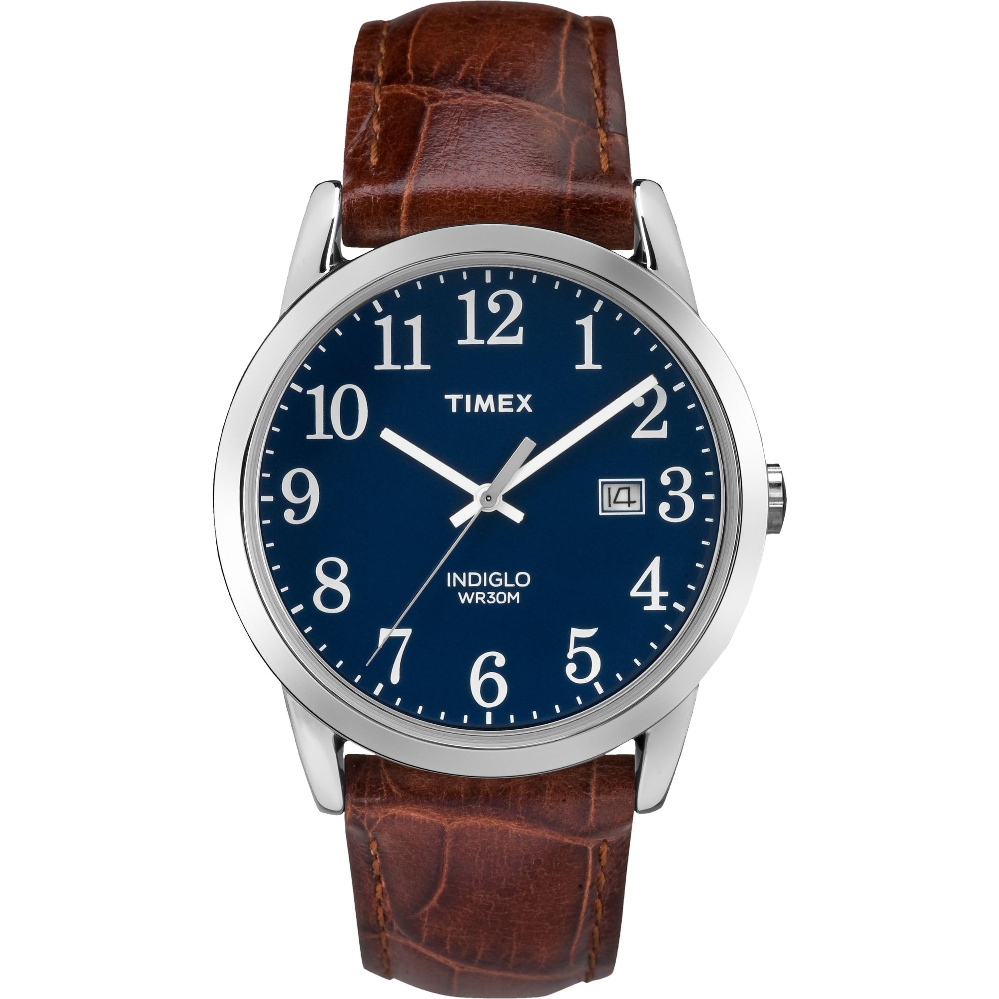 Timex Men's TW2R63800 Easy Reader 38mm Brown/Blue Croco Pattern Leather Strap Watch 🍁 All In One Marketplace Canada