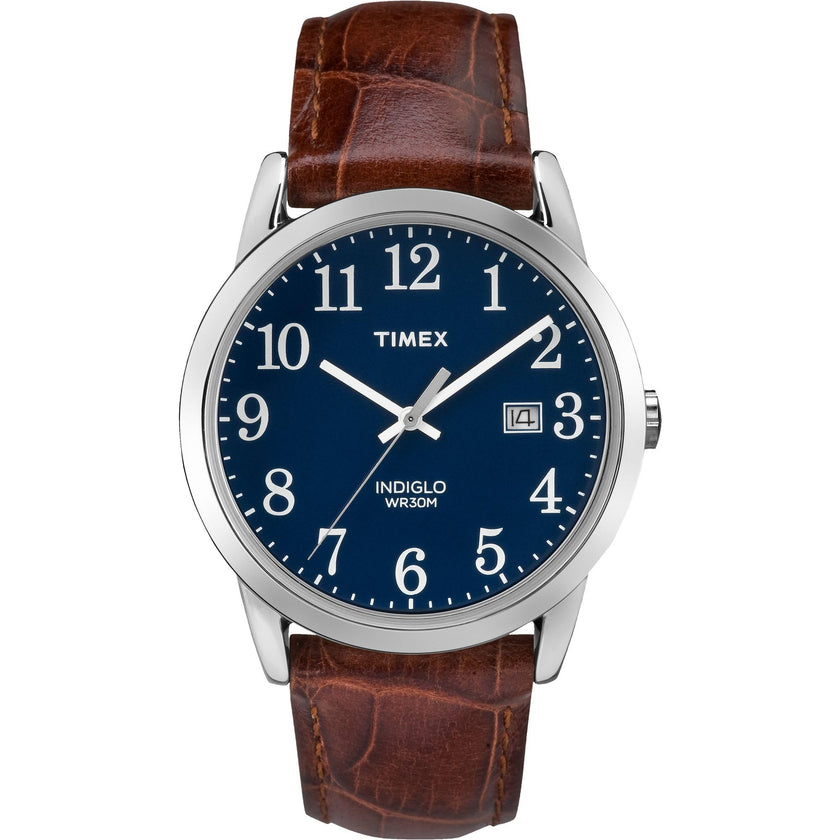 Timex Men's TW2R63800 Easy Reader 38mm Brown/Blue Croco Pattern Leather Strap Watch 🍁 All In One Marketplace Canada