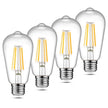 Ascher Vintage LED Edison Bulbs, 6W, Equivalent 60W, Non-Dimmable, High Brightness Warm White 2700K, ST58 Antique LED Filament Bulbs with 80+ CRI, E26 Medium Base, Clear Glass, Pack of 4 🍁 All In One Marketplace Canada
