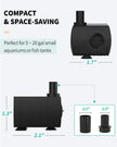 Pawfly Aquarium 80 GPH Submersible Water Pump 4 W Compact Quiet Pump with 2.6 ft. High Lift for Indoor Buckets Fish Tanks and Fountains up to 50 Gallons 🍁 All In One Marketplace Canada
