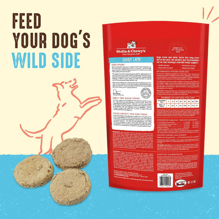 Stella & Chewy’s Freeze Dried Raw Dinner Patties – Grain Free Dog Food, Protein Rich Dandy Lamb Recipe – 708g Bag 🍁 All In One Marketplace Canada