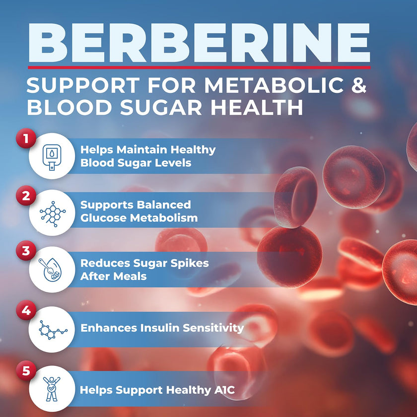 Berberine Supplement HCL 1000mg (2 x 500mg Vegan Capsules) | High Potency Berberine Supports Glucose, Fat Metabolism & Heart Health | Third Party Tested for Potency & Purity | Canadian Made, Quality Assured 🍁 All In One Marketplace Canada