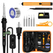 Soldering Iron Kit 80W LCD Adjustable Temperature 180-520℃ Solder Kit Electronics 12 in 1 Welding Tools with ON/Off Switch, Solder Wire, 5 Soldering Tips, Desoldering Pump, Stand, Tweezers 🍁 All In One Marketplace Canada