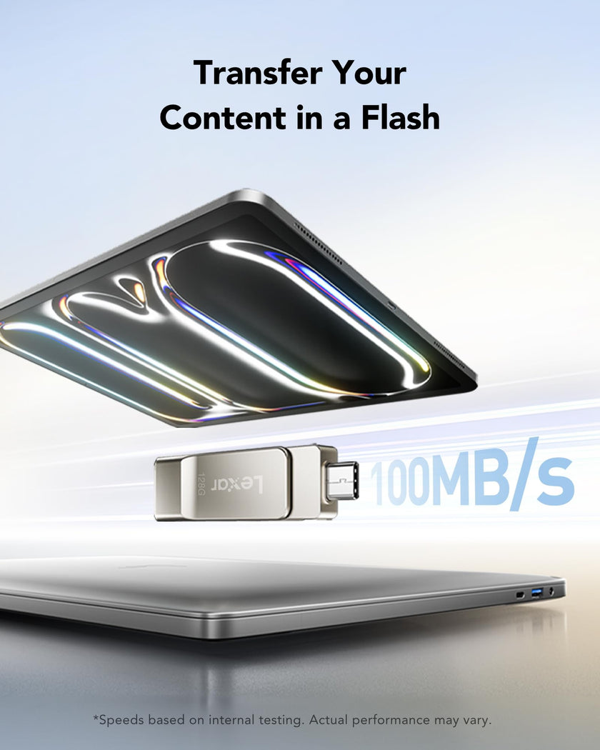 Lexar D40E 128GB Dual USB 3.2 Gen 1 Type-C Jump Drive, USB-C Flash Metal Housing Swivel Design Thumb Drive (Champagne Silver) 🍁 All In One Marketplace Canada
