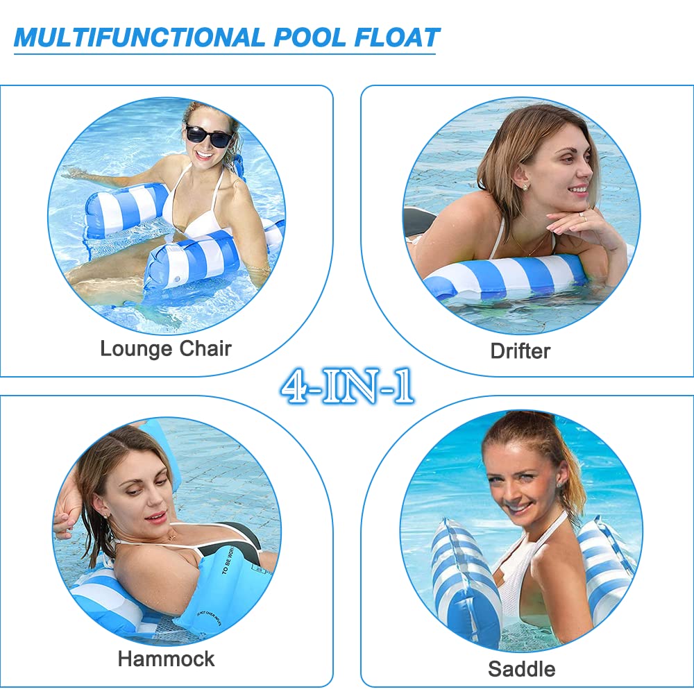FUNNYTA 2 Pack Water Hammock, 4-in-1 Multi-Portable Water Pool Float Hammock (Saddle, Lounge Chair, Hammock and Drifter) for Adults, Suitable for Travel, Family and Recreation 🍁 All In One Marketplace Canada