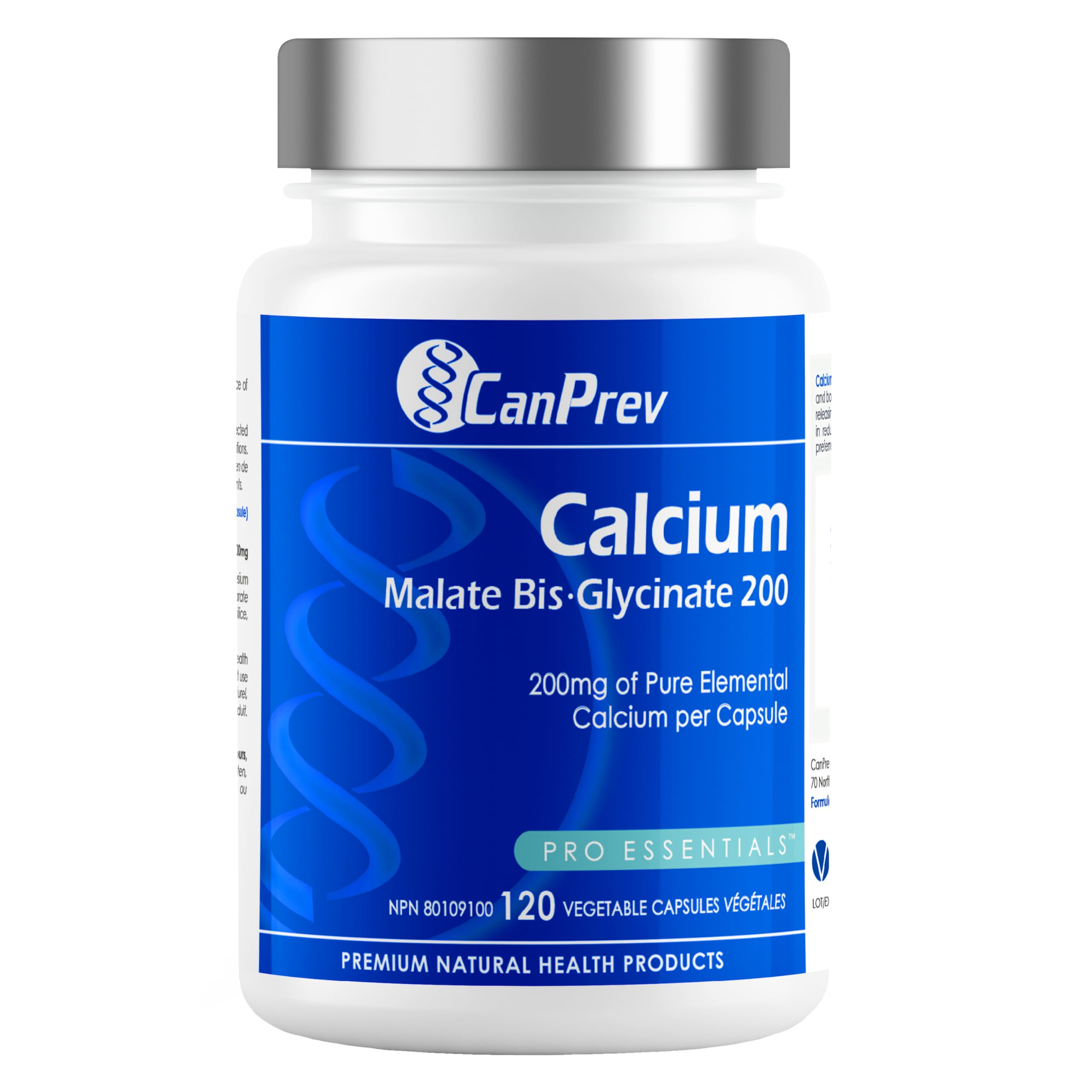 CanPrev Calcium Malate Bis-Glycinate Supplement, 120 Capsules 120-Day Supply - Therapeutic 200mg Elemental - Ideal for Healthy Bones, Teeth, Muscle Cramps and Promote Relaxation - Vegan and Non-GMO 🍁 All In One Marketplace Canada