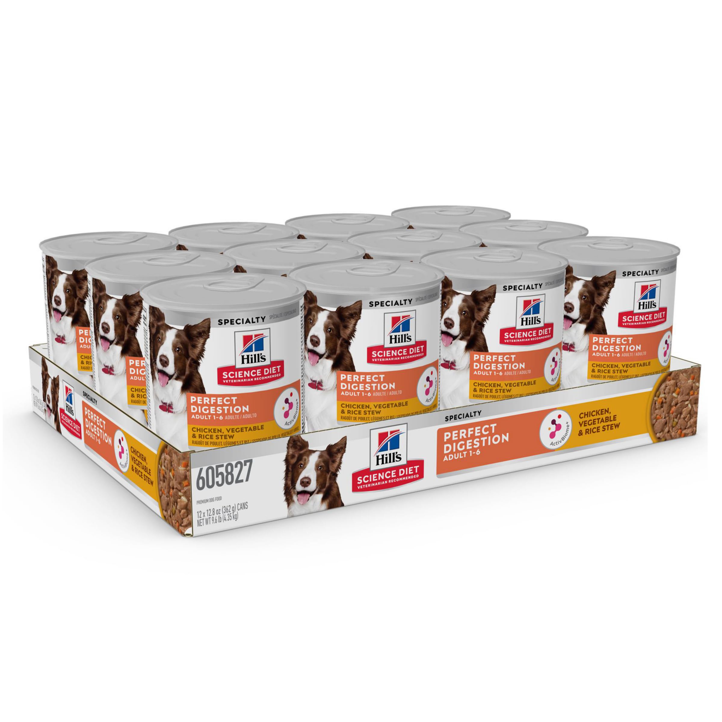 Hill's Science Diet Perfect Digestion, Adult 1-6, Digestive Support, Wet Dog Food, Chicken, Vegetable & Rice Stew, 12.5 oz Can, Case of 12 🍁 All In One Marketplace Canada