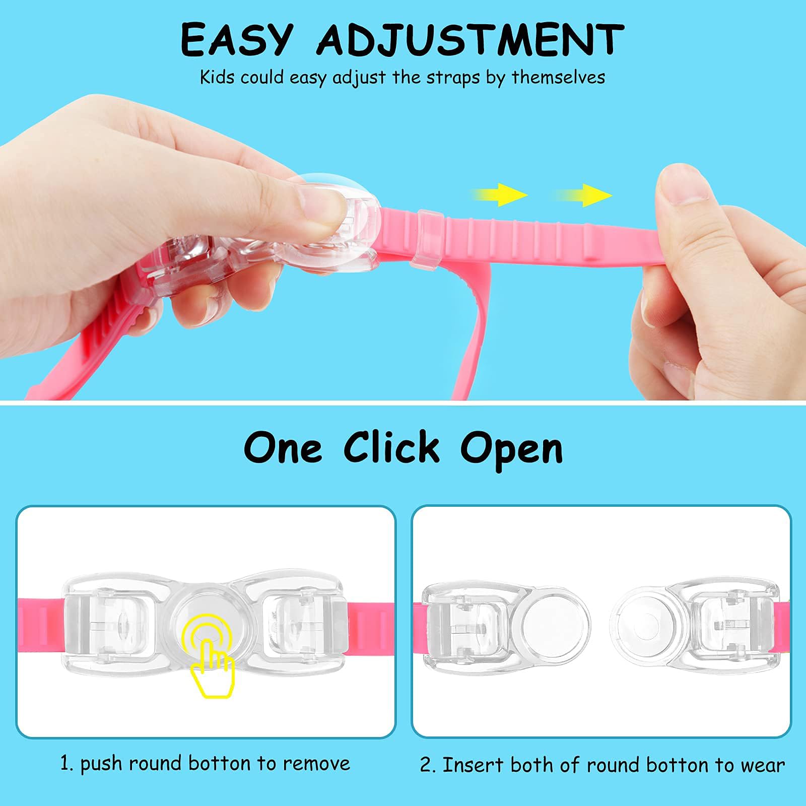 COOLOO Kids Swim Goggles for Age 3-15, 2 Pack Kids Goggles for Swimming with Nose Cover, No Leaking, Anti-Fog, Waterproof 🍁 All In One Marketplace Canada