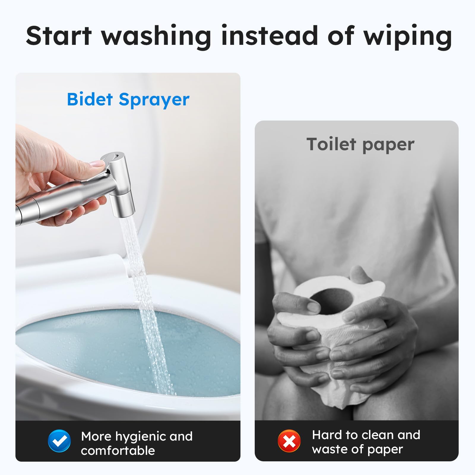 Arofa Handheld Bidet Sprayer for Toilet-Adjustable Water Pressure Control with Bidet Hose for Feminine Wash, Stainless Steel Brushed Nickel Cloth Diaper Bidet Toilet Sprayer for Baby Wash 🍁 All In One Marketplace Canada