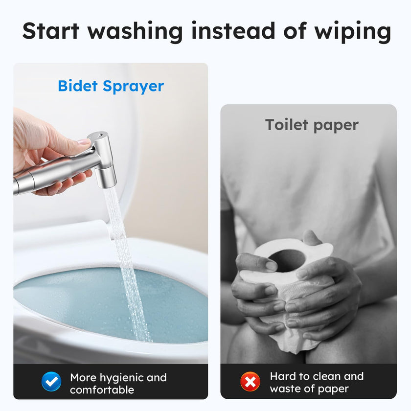 Arofa Handheld Bidet Sprayer for Toilet-Adjustable Water Pressure Control with Bidet Hose for Feminine Wash, Stainless Steel Brushed Nickel Cloth Diaper Bidet Toilet Sprayer for Baby Wash 🍁 All In One Marketplace Canada