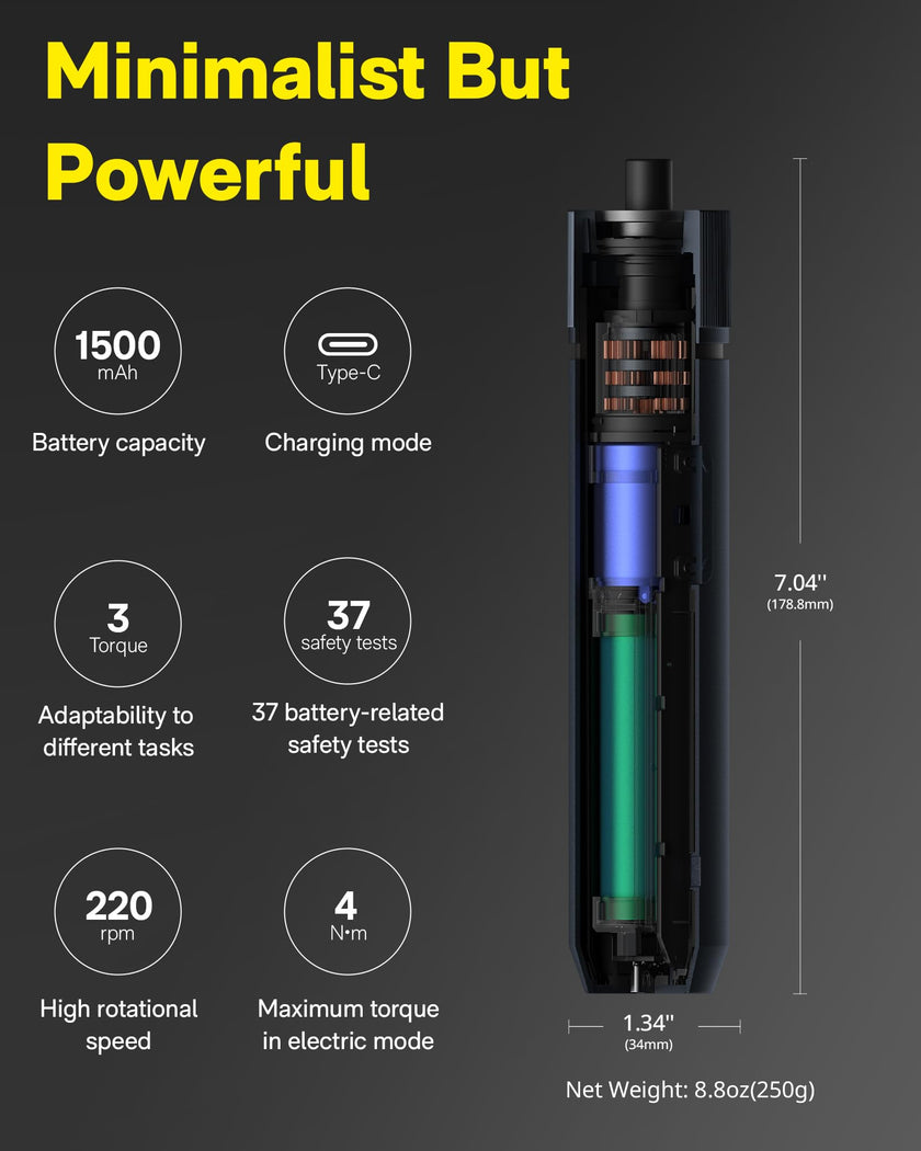 HOTO Electric Screwdriver Set, 3.6V Cordless Screwdriver Set USB-C, 3 Torque Settings, 1500mAh Battery, LED Light & 12 S2 Metal Bits for Furniture/Electrical Repairs 🍁 All In One Marketplace Canada