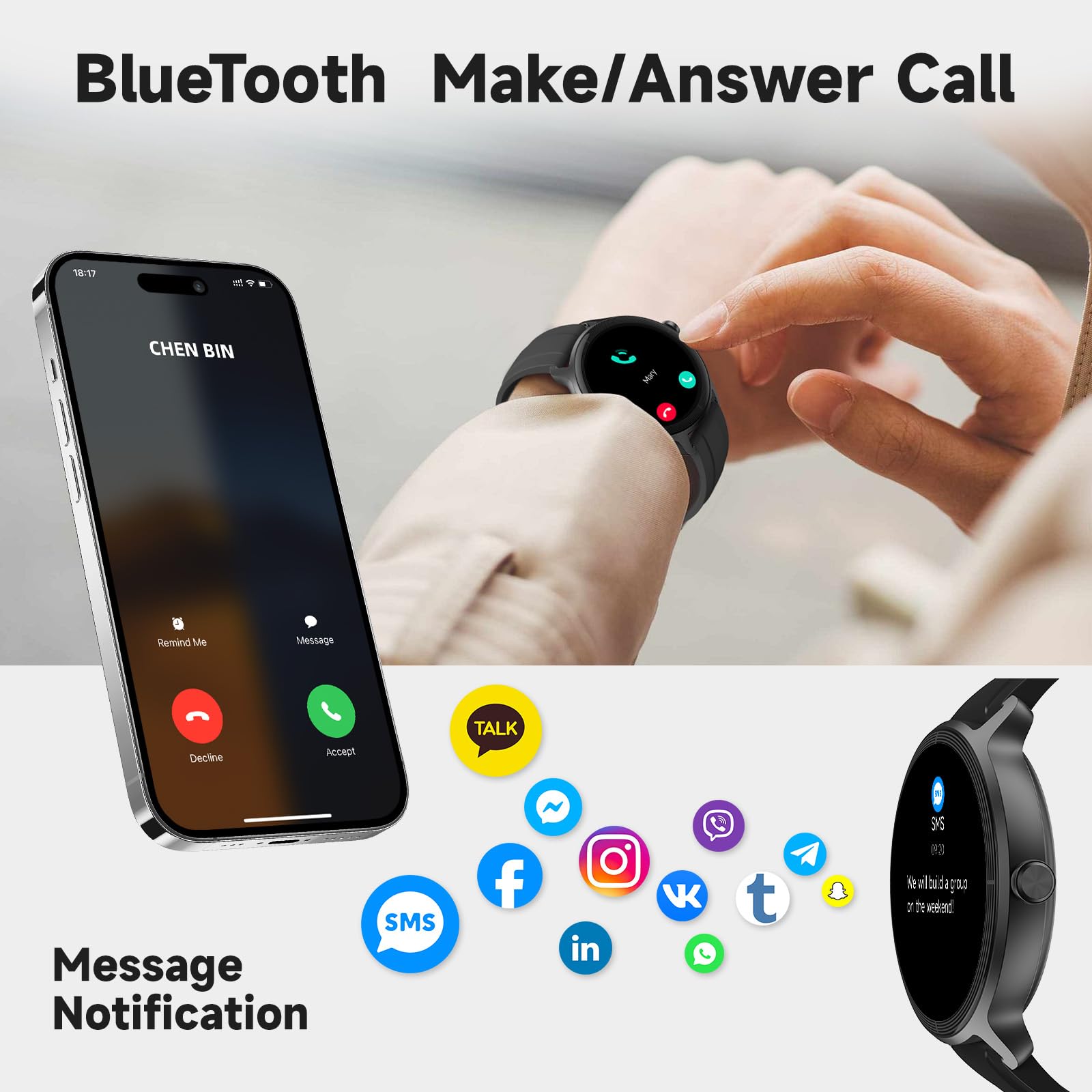 Smart Watch for Men Women, Bluetooth Calling, 1.27