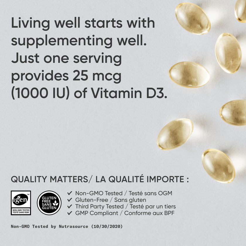 Sports Research® Vitamin D3 1,000 IU with Coconut Oil - Vitamin D for Strong Bones, Teeth, and Maintenance of Good Health - Non-GMO, Gluten & Soy Free - 360 Liquid Softgels 🍁 All In One Marketplace Canada