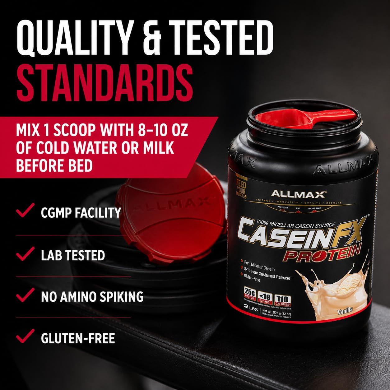 ALLMAX CASEIN-FX Casein Protein Powder, Vanilla, 2 lb, 27 Servings 🍁 All In One Marketplace Canada