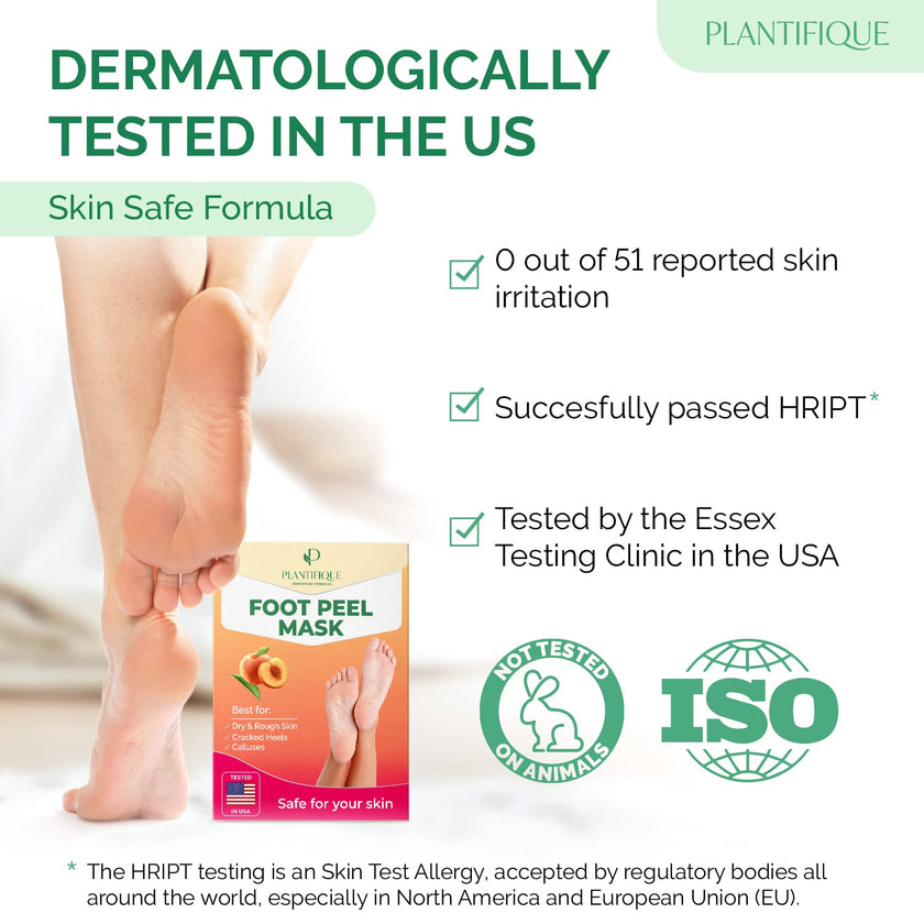 PLANTIFIQUE Foot Peel Mask Dermatologically Tested - 2 Pairs Peach Exfoliating Mask for Dry Cracked Feet - Masque Pied Peeling - Foot Care for Soft Baby Feet 🍁 All In One Marketplace Canada