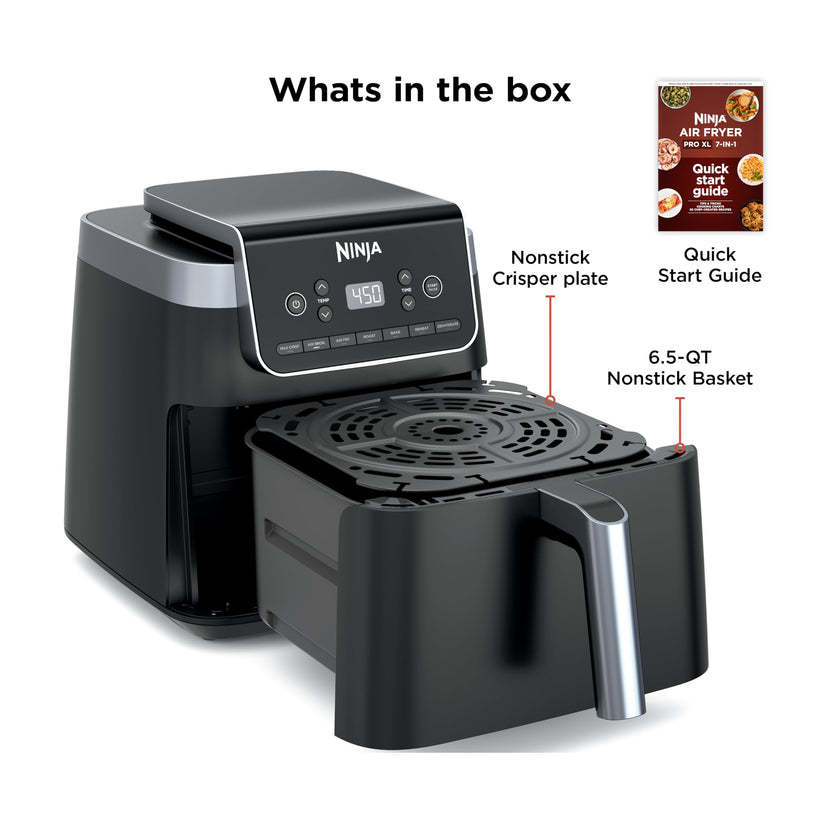 Ninja Air Fryer Pro XL 7-in-1, Max Crisp Tech, 450F for Hotter, Crispy Results, 6.5 QT Capacity, Max Crisp, Broil, Air Fry, Roast, Bake, Reheat, Dehydrate, Space Saving, AF182AMZC (Canadian Version) 🍁 All In One Marketplace Canada