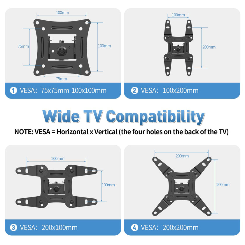 Full Motion Articulating TV Wall Mount Bracket with Swivel Tilt Extension & Rotation, Adjustable Arms for 13-42 Inch Flat/Curved LED LCD TVs & Monitors, Max 44lbs VESA 200x200mm 🍁 All In One Marketplace Canada