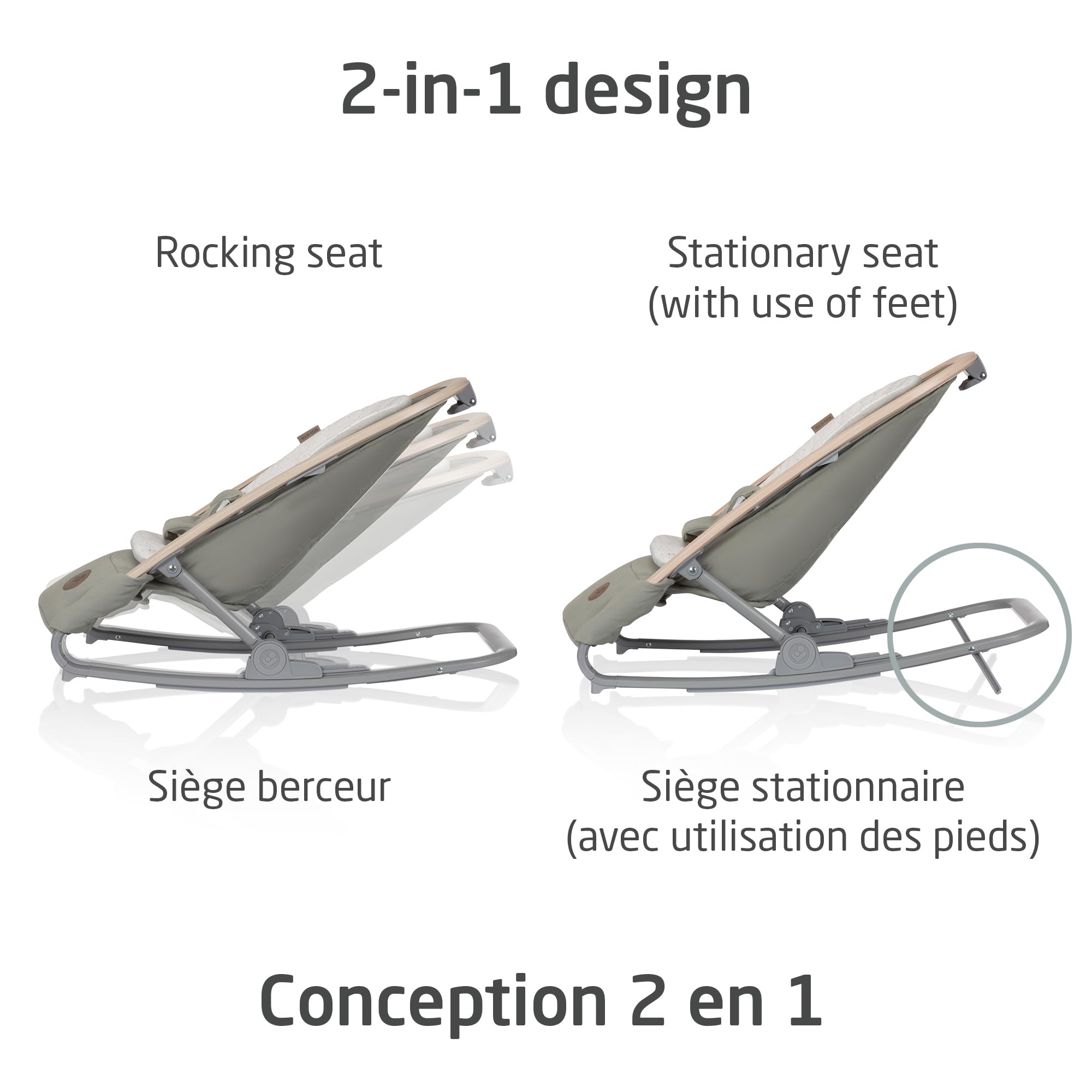 Maxi-Cosi 2-in-1 Kori Rocker, folds flat, travel, washable fabrics, Classic Green 🍁 All In One Marketplace Canada