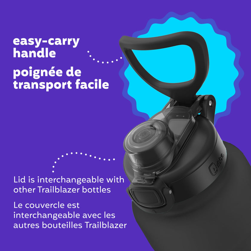 bubba Trailblazer Stainless Steel Water Bottle with Push Button Lid, 40 oz (1.18 L), Vacuum-Insulated, Rubberized Licorice 🍁 All In One Marketplace Canada