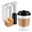 120 Pack Paper Coffee Cups Disposable Paper Party Cups Bulk to Go Hot/Cold Beverage Drinking Cups with Lids, Sleeves, Straws Paper Cups Bundle for Party Travel Home Restaurant Cafe (White, 12 oz) 🍁 All In One Marketplace Canada