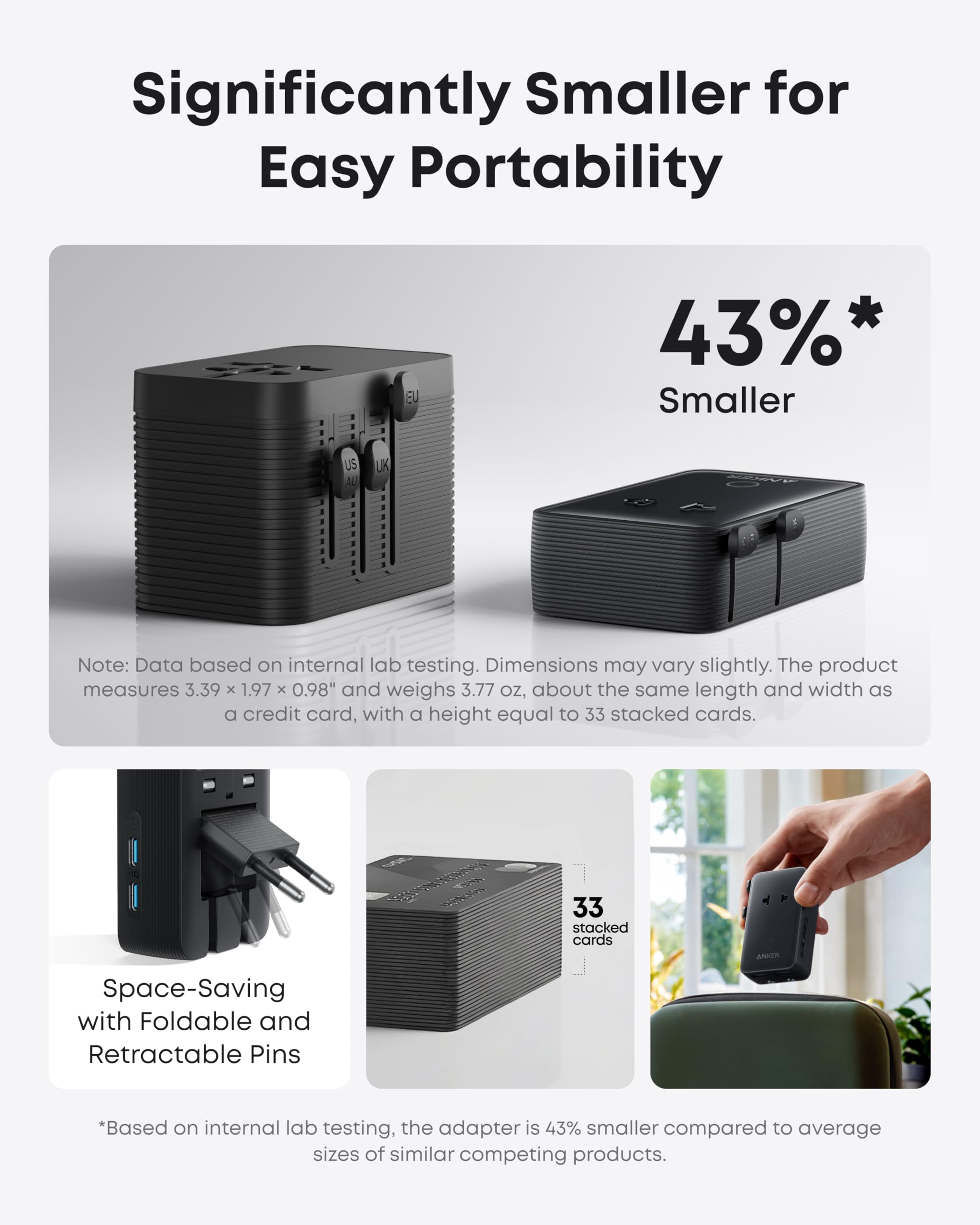 Anker Nano European Travel Plug Adapter, 5-Port Fordable Travel Adapter with 1AC 2USB-A 2USB-C Ports,Temperature Control, Essentials for Over 200 Countries, Ideal for Travel (1-Pack) (Black) 🍁 All In One Marketplace Canada