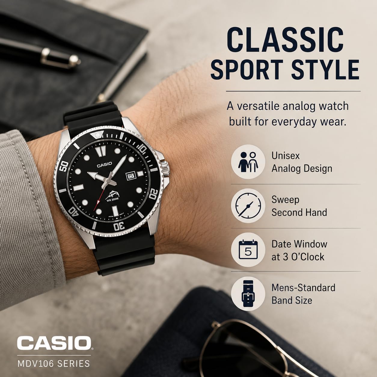 Casio Men’s MDV106-1AV 200M Duro Analog Watch, Black 🍁 All In One Marketplace Canada