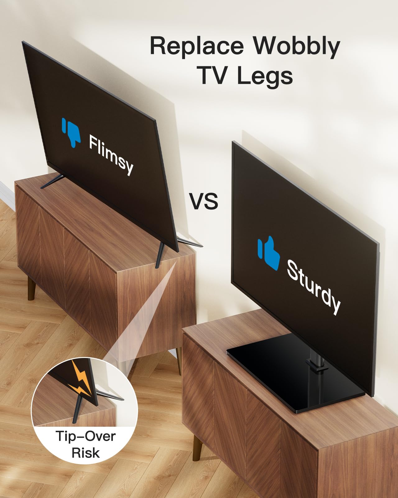 PERLESMITH Universal TV Stand Legs for 32-70 inch TVs, Table Top TV Stand up to 99 lbs, Height Adjustable Television TV Mount, Universal TV Base for Livingroom & Bedroom, VESA 400x400mm PSTVS04 🍁 All In One Marketplace Canada