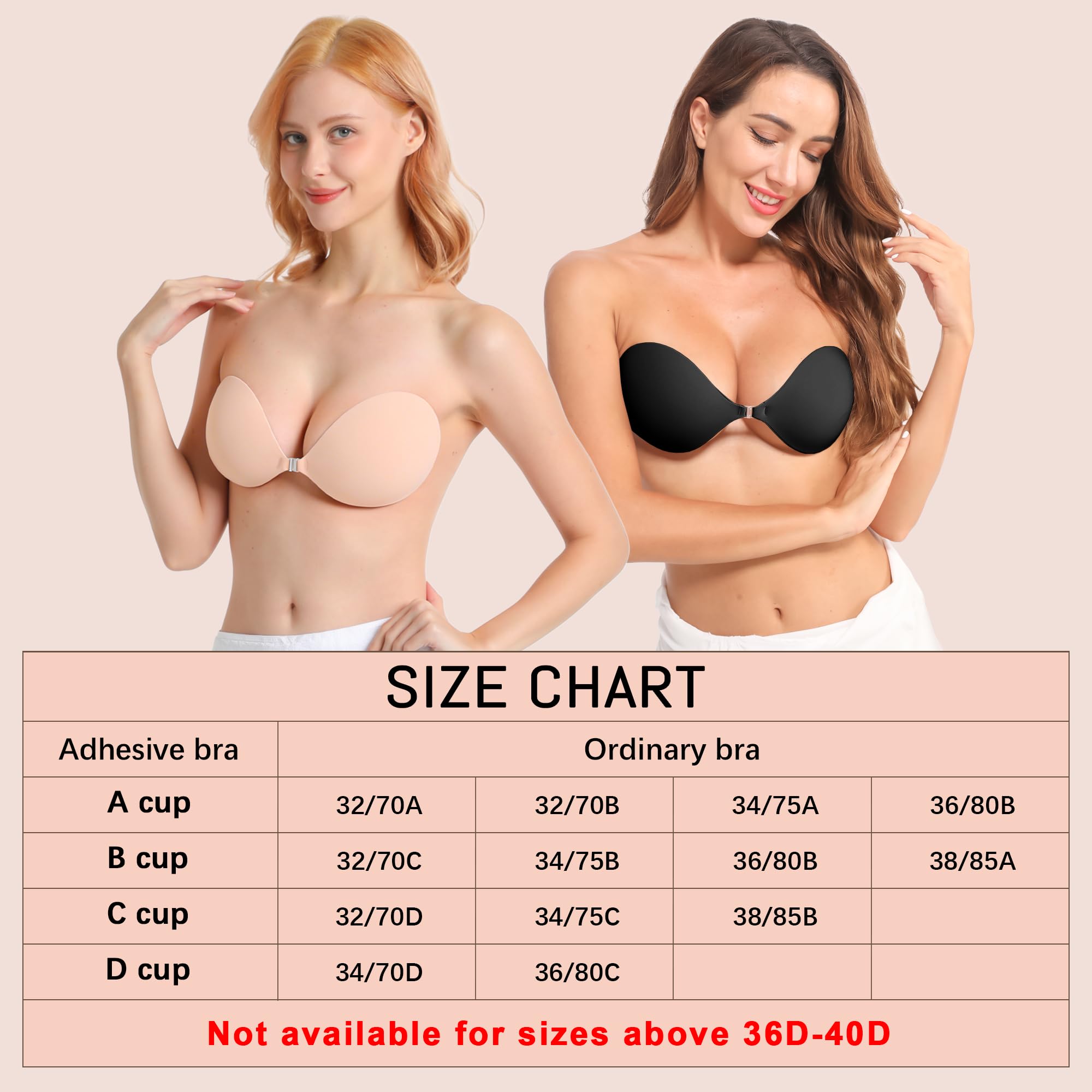 GKHWON Adhesive Bra Strapless Backless Invisible Push Up Sticky Bra with Silicone Nipple Covers Reusable Beige B 🍁 All In One Marketplace Canada