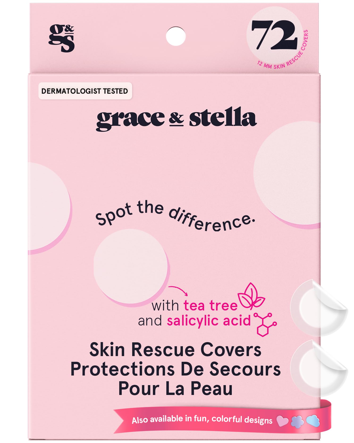 grace & stella Award Winning Invisible Spot Covers with Hydrocolloid (Round, 72 Count) - Spot Covers with Salicylic Acid and Tea Tree for Absorbing Impurities - Dermatologist Tested Skin Care, Cruelty Free, Vegan 🍁 All In One Marketplace Canada