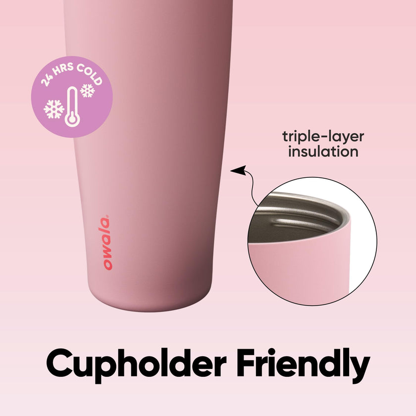 Owala FreeSip Tumbler Insulated Stainless Steel Water Bottle with Built-in Straw and Side Handle, for Travel, Work, School, and Sports, 40oz, BPA Free, Leak Proof, Angel Food Cake 🍁 All In One Marketplace Canada