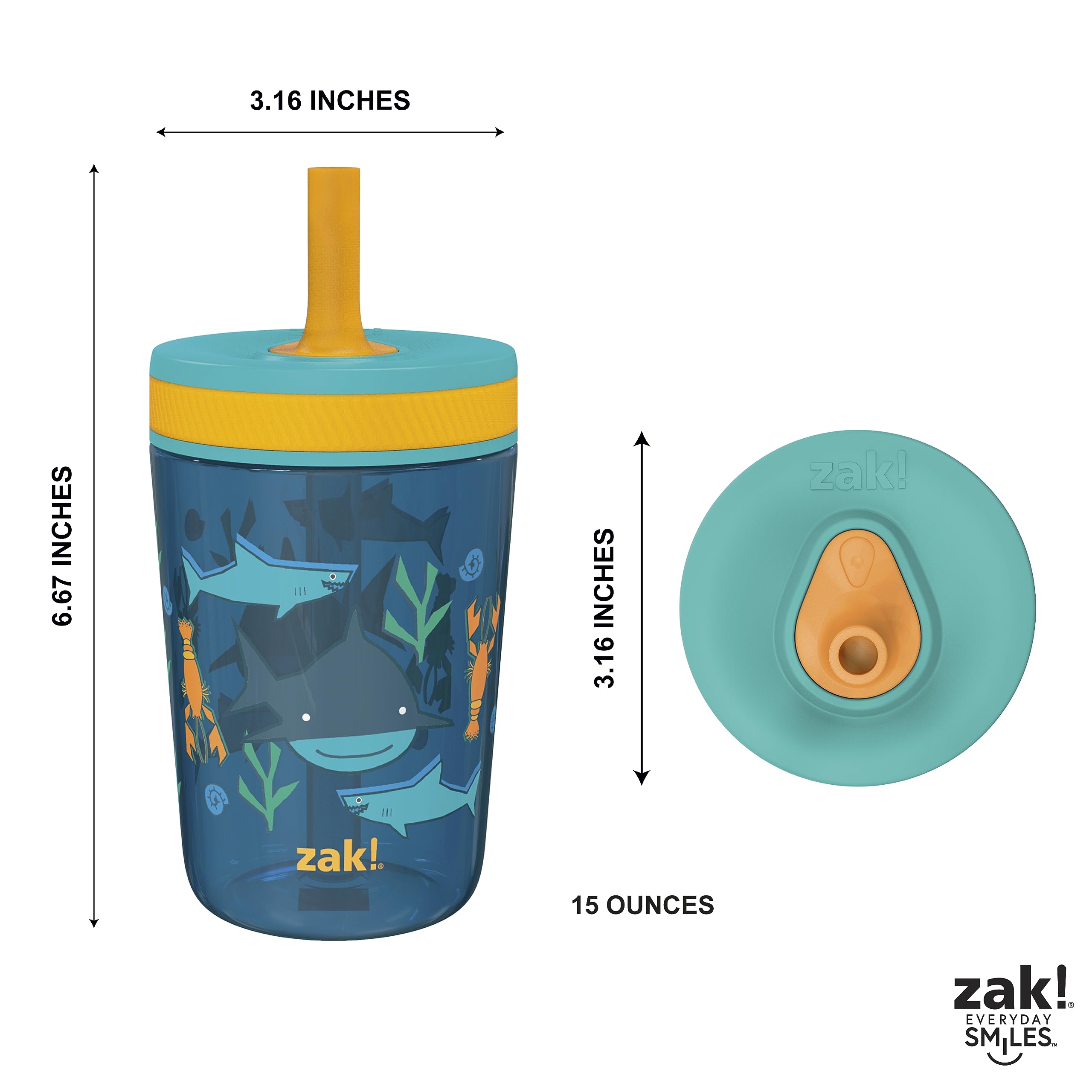 Zak Designs Underwater Kelso 15oz Leak-Proof Toddler Straw Cups, 2-Pack 🍁 All In One Marketplace Canada