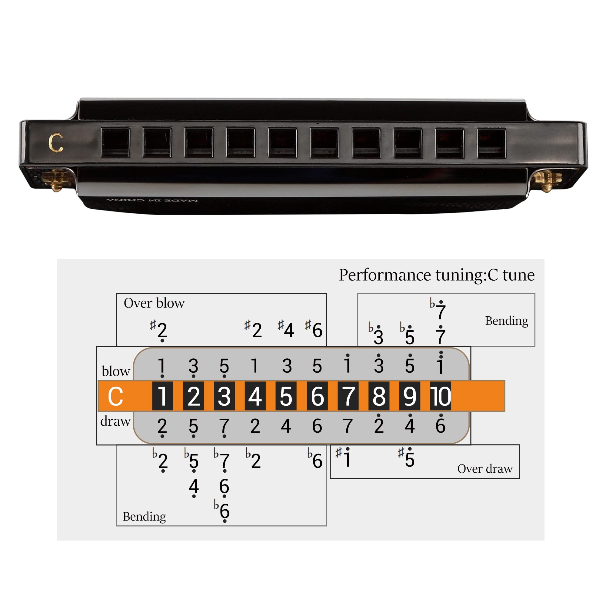 JDR Harmonica C, Blues armonica Key of C 10 Hole 20 Tone with Case Mouth Organ Standard Diatonic for Kids Beginner Adults Professional Player Teacher Parents Students Black New Year Gift 🍁 All In One Marketplace Canada