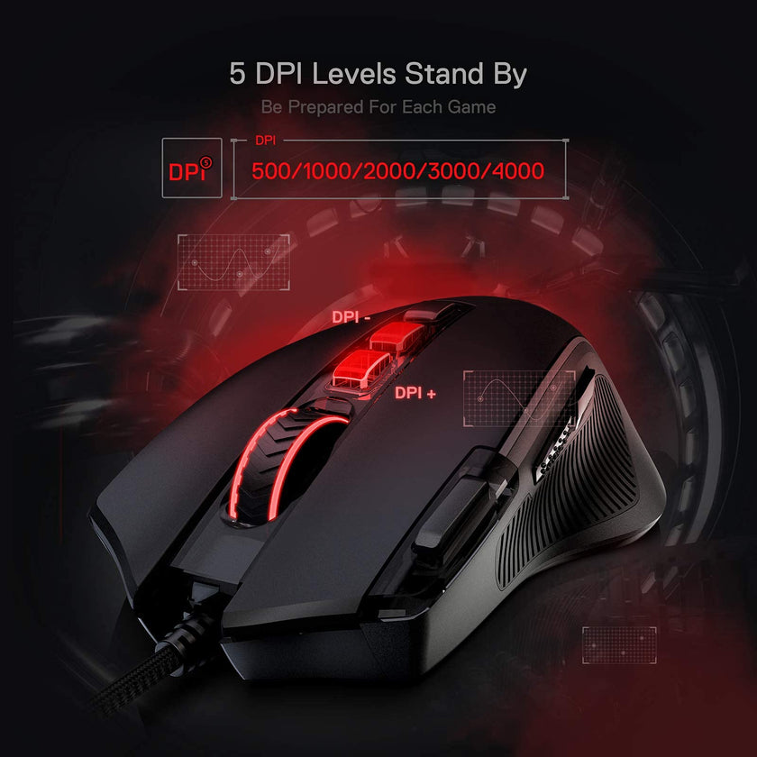 Redragon M612 Predator RGB Gaming Mouse, 8000 DPI Wired Optical Mouse with 11 Programmable Buttons & 5 Backlit Modes, Software Supports DIY Keybinds Rapid Fire Button 🍁 All In One Marketplace Canada