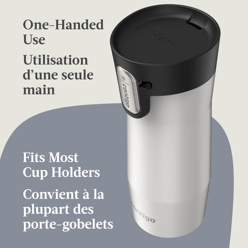 Contigo West Loop 3.0 Stainless Steel Travel Mug with Tea-Bag Hook & Spill-Proof Lid, Vacuum-Insulated Reusable Cup Coffee and Tea, 16 oz (473 mL), Salt - Keeps Drinks Hot up to 11 Hours 🍁 All In One Marketplace Canada
