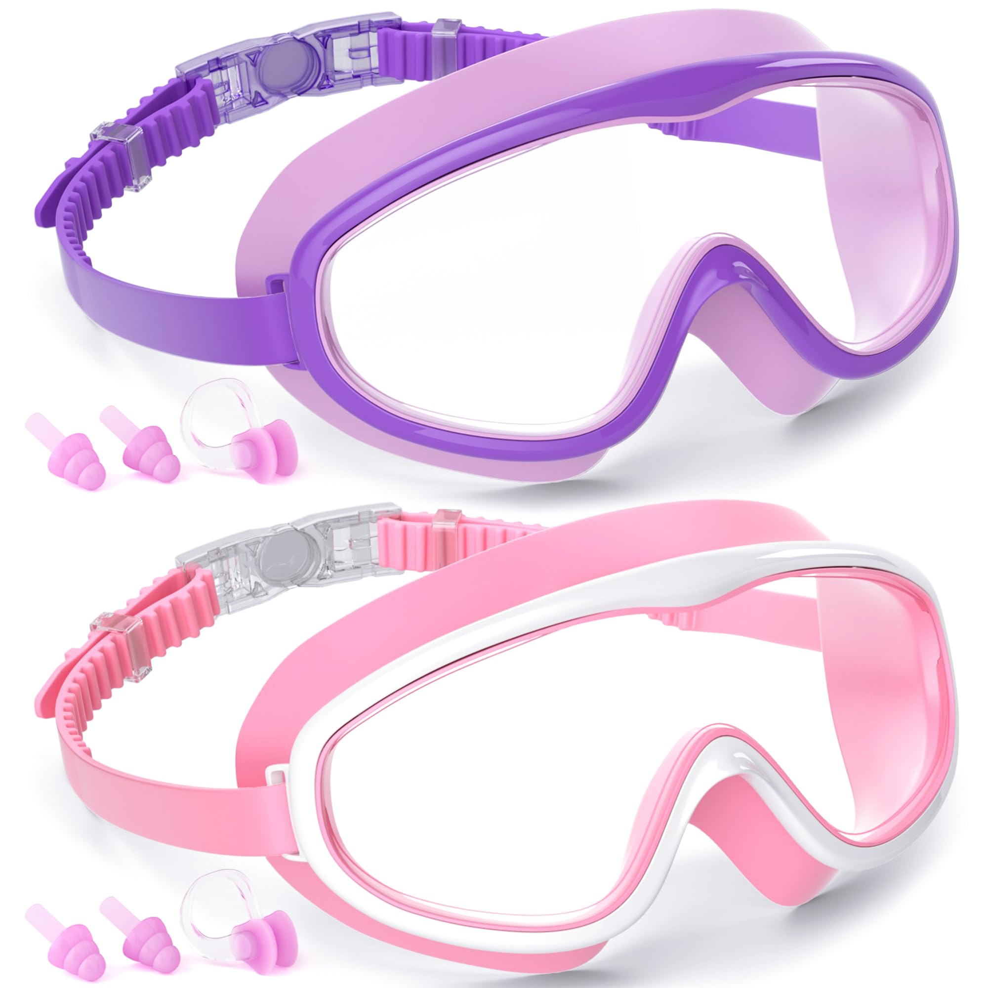 COOLOO Kids Swim Goggles for Age 3-15, 2 Pack Kids Goggles for Swimming with Nose Cover, No Leaking, Anti-Fog, Waterproof 🍁 All In One Marketplace Canada