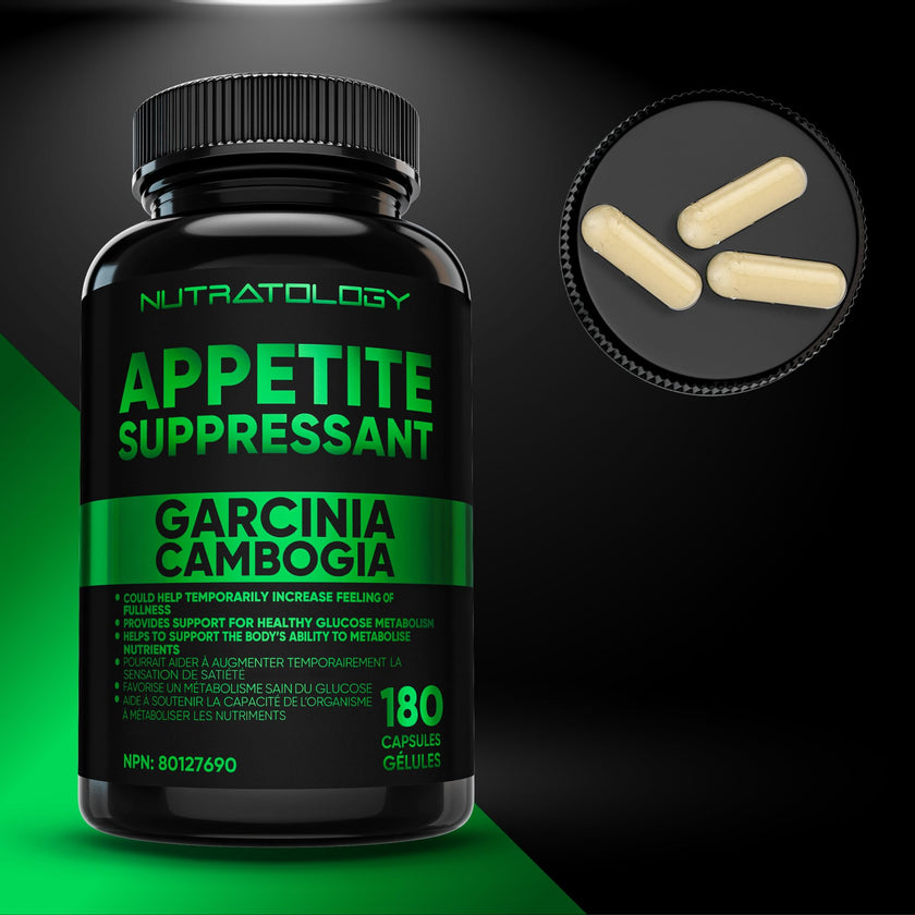 Nutratology® Garcinia Cambogia Appetite Suppressant Weight Loss For Women & Men | Canadian-Made | 500 MG Per Capsule | 60% HCA - Increase Feelings of Fullness & Maintain Blood Sugar Levels - 180 Count 🍁 All In One Marketplace Canada