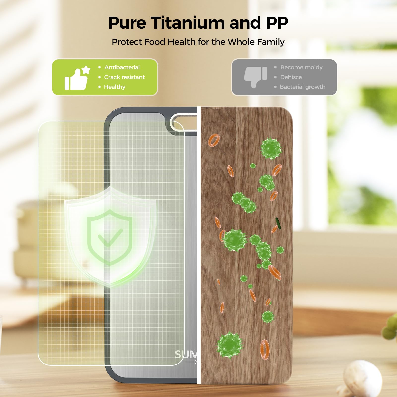 Titanium Cutting Board for Kitchen, Cutting Board Double Sided Food Grade, Pure Titanium/PP, Easy to Clean Large Size 16”×10” 🍁 All In One Marketplace Canada