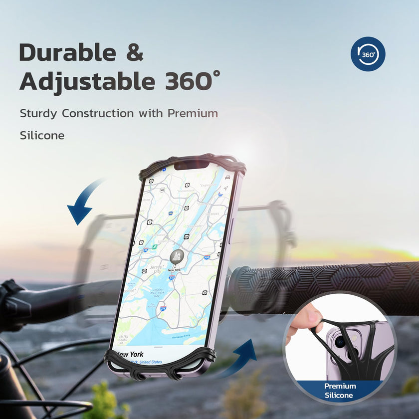 VUP Bike Phone Mount, Universal Bike Cell Phone Holder, 360° Rotatable, Silicone Bicycle Phone Mount Compatible with iPhone 17/16/15/14/13/Pro Max/Pro/mini, 4.0''~6.7'' Cellphones 🍁 All In One Marketplace Canada
