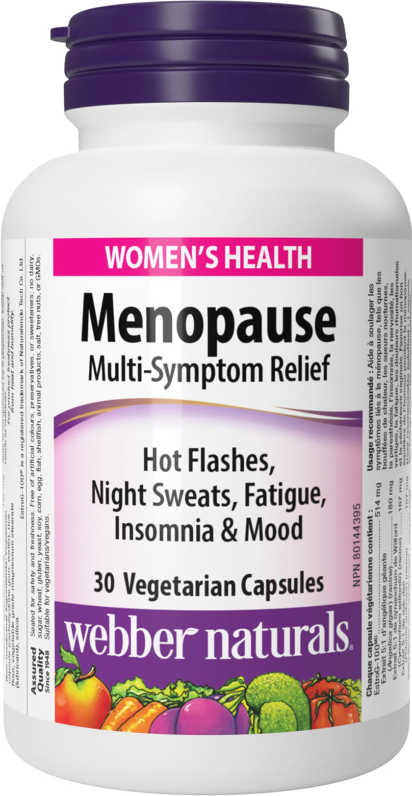 Webber Naturals Menopause Relief with EstroG-100, Multi-Symptom Support for Hot Flashes, Night Sweats, Mood & Sleep, Hormone-Free, Vegan 🍁 All In One Marketplace Canada