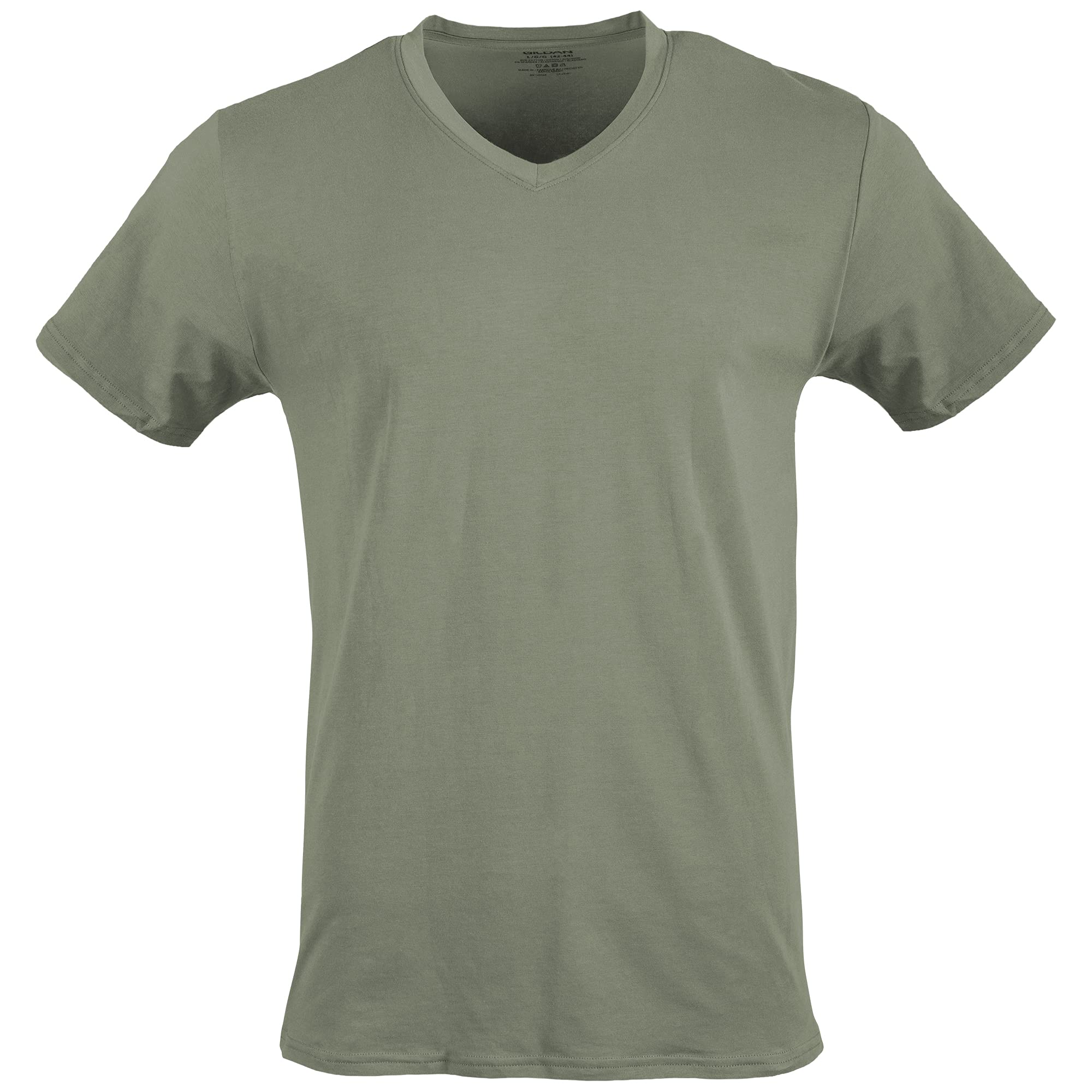 Gildan Men's V-Neck T-Shirts, Multipack, Style G1103, Black/Sport Grey/Charcoal/Military Green (5-Pack), Large 🍁 All In One Marketplace Canada