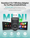 OTTOCAST Mini 2025 Wireless CarPlay & Android Auto 2-in-1 Adapter, Plug & Play, 5GHz WiFi, Auto Connect for iPhone & Android, Fits 98%+ OEM Wired CarPlay Cars 🍁 All In One Marketplace Canada