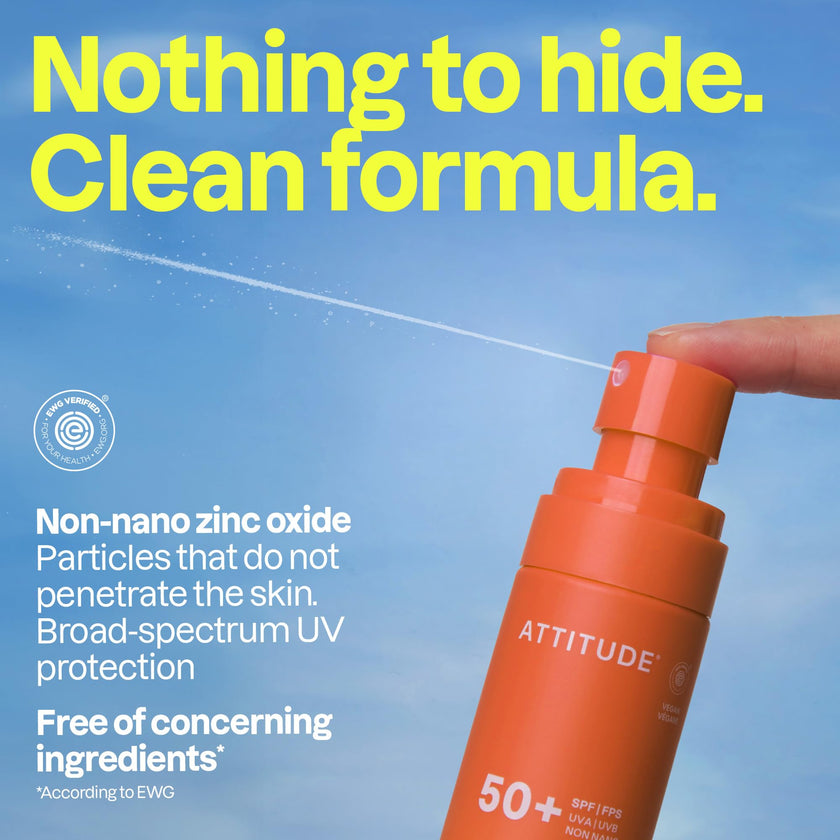 ATTITUDE Mineral Sunscreen Lightweight Lotion SPF 50, Broad Spectrum Zinc Oxide, EWG Verified, Non-Nano, Water-Resistant 80 Minutes, Non-Greasy for Face & Body, Vegan, Tropical Coco Scent, 80 grams 🍁 All In One Marketplace Canada
